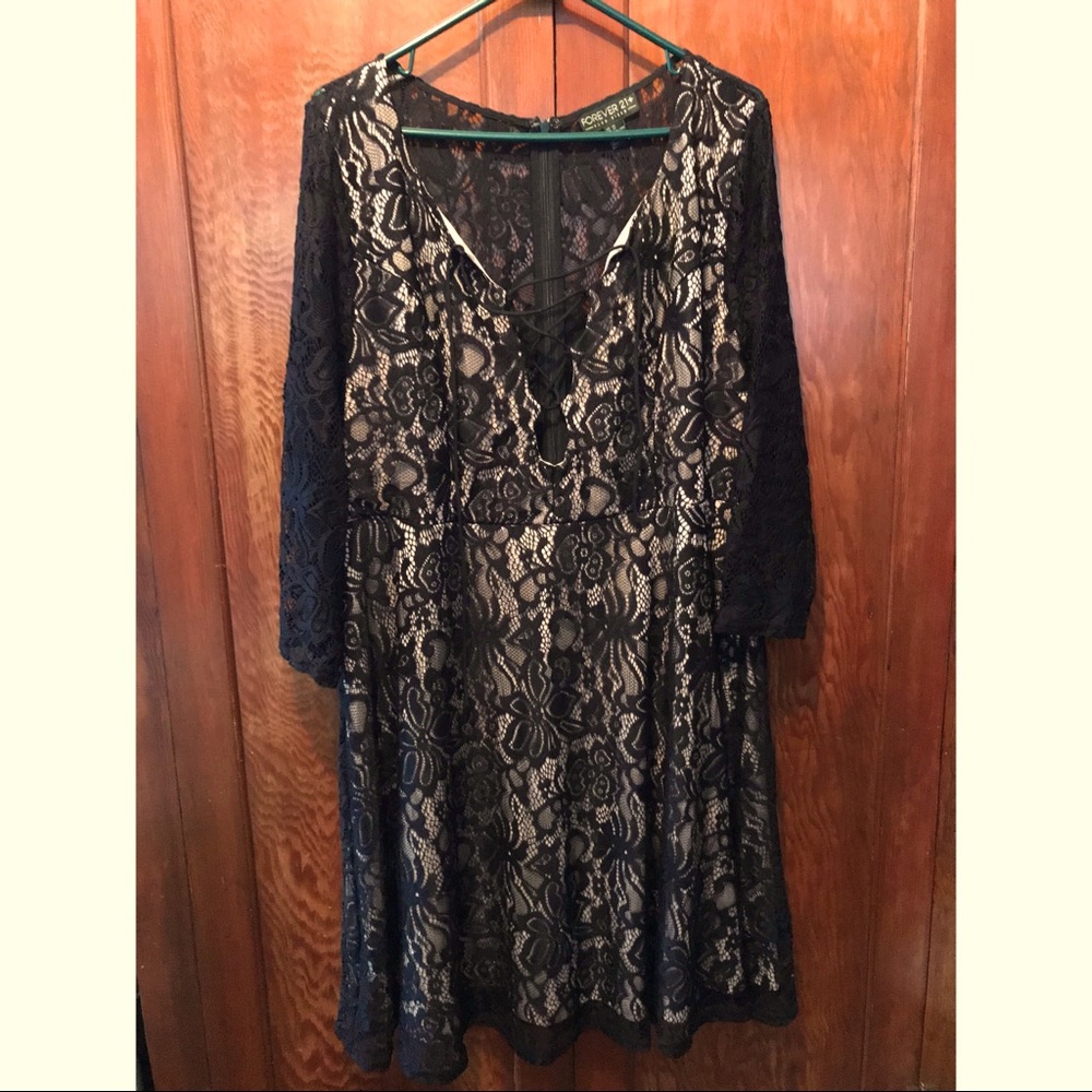 Forever 21 Plus Black Lace sexy midi dress